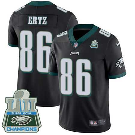 Men's Nike Eagles #86 Zach Ertz Black Alternate Super Bowl LII Champions Stitched Vapor Untouchable Limited Jersey